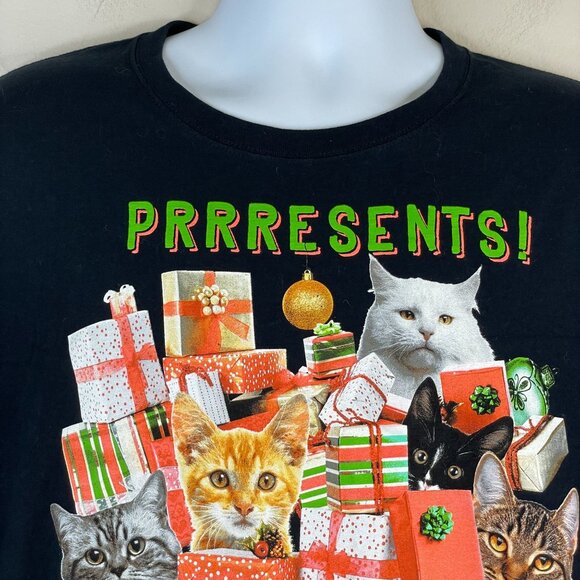 Dec. 25th Womens CAT CHRISTMAS Top Sz XXXL 3X Short Sleeve Ugly HOLIDAY T-shirt - Picture 2 of 12